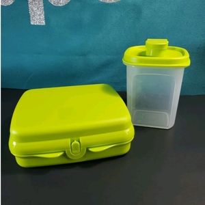 Tupperware Sandwich Keeper & Mini Slim Line Pitcher Flip Top Verde Green